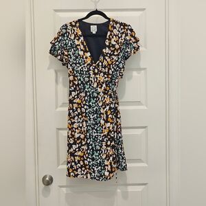 Blue Rain Short Sleeve Wrap Dress, EUC, Size Large